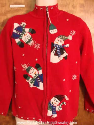 80s Happy Snowmen Ugly Christmas Jumper