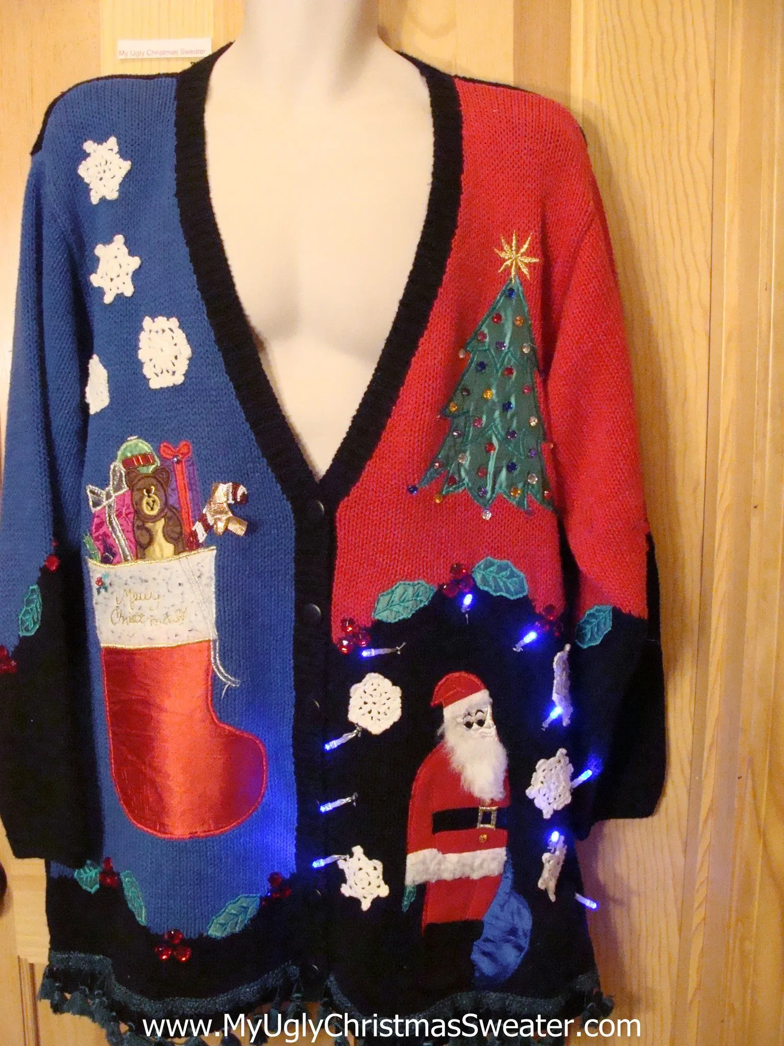 80s Light Up Christmas Sweater with Bear, Santa