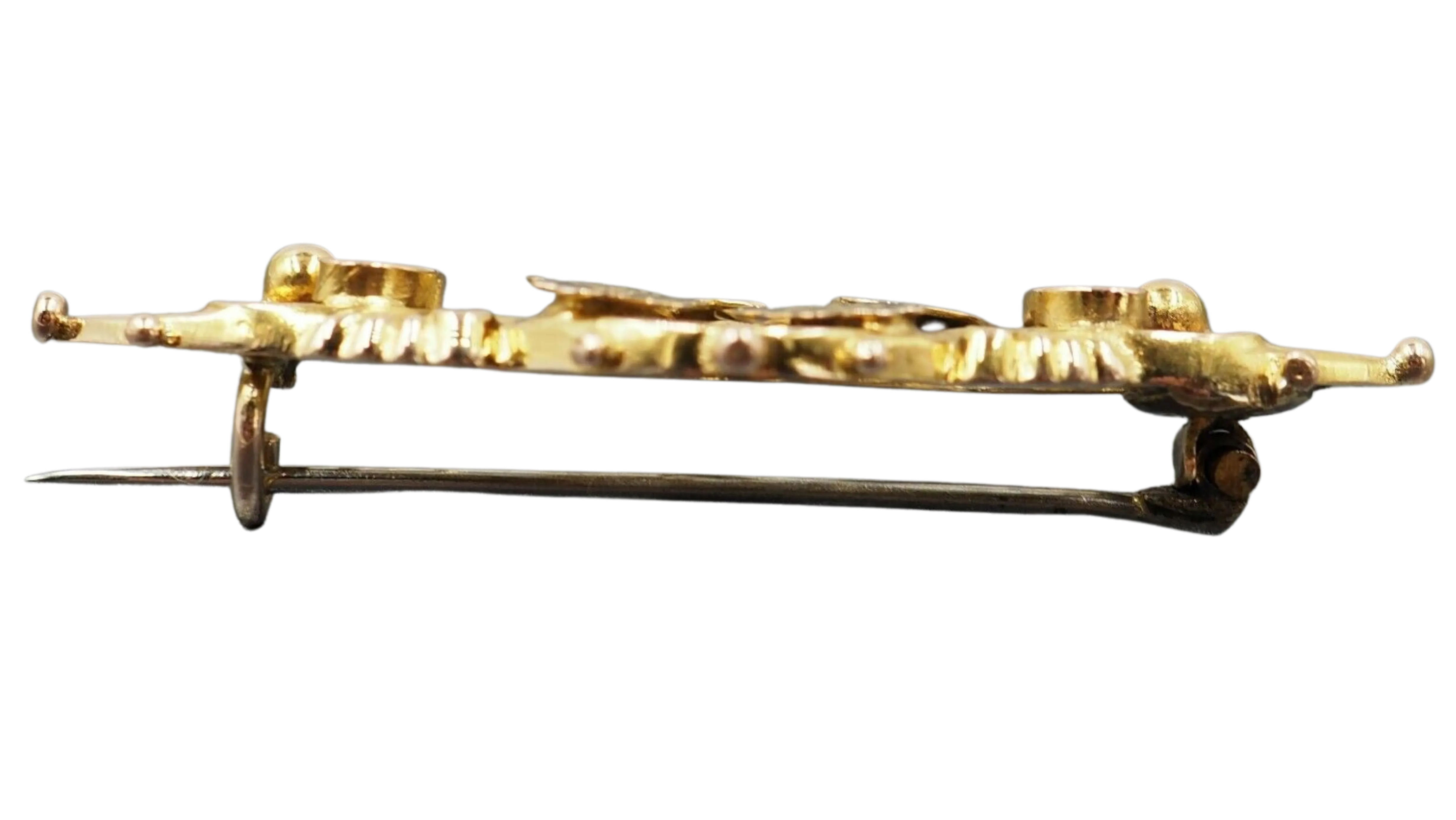 9ct Yellow Gold Flower & Leaf Brooch