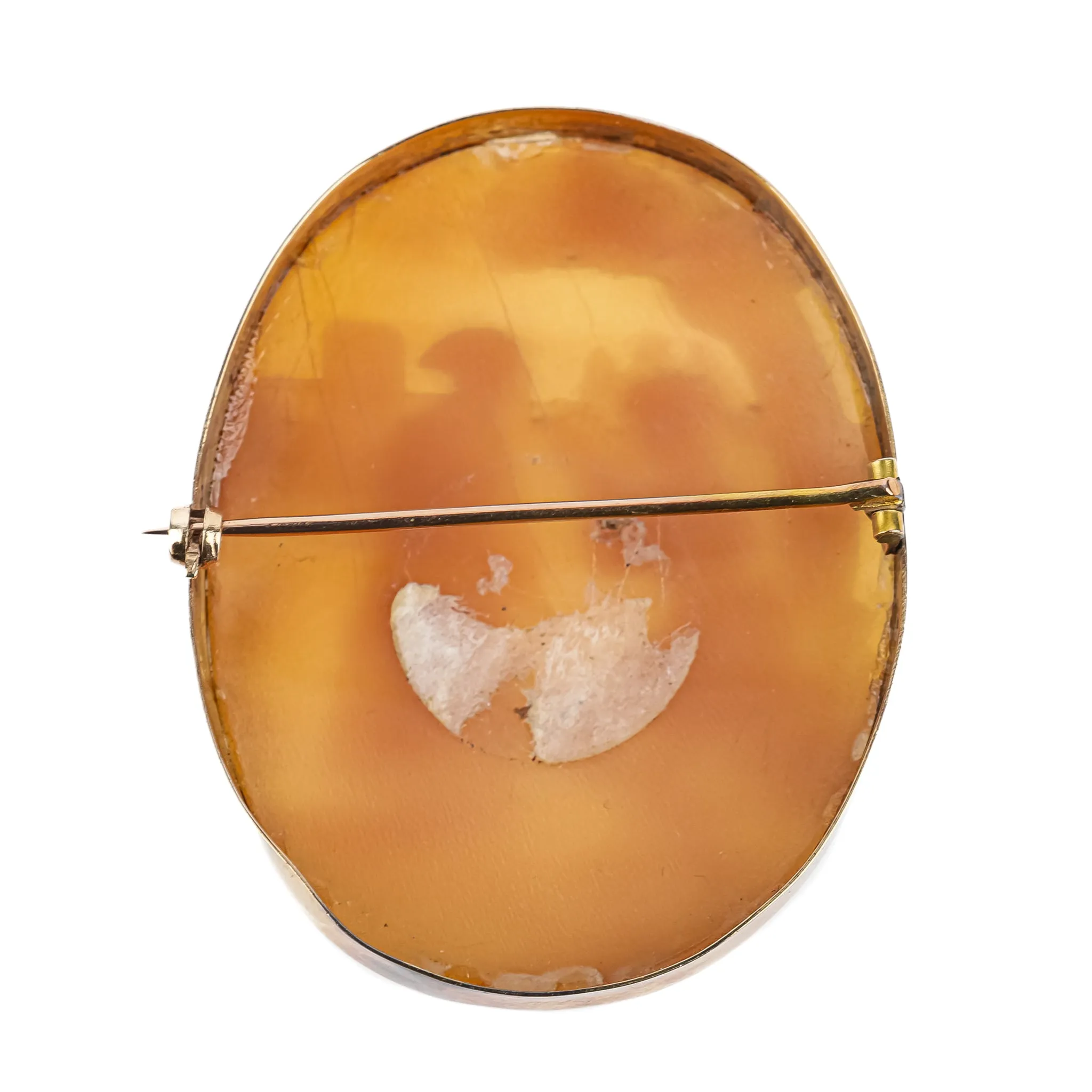9K Yellow Gold Couple under Tree Cameo Brooch -54-42mm