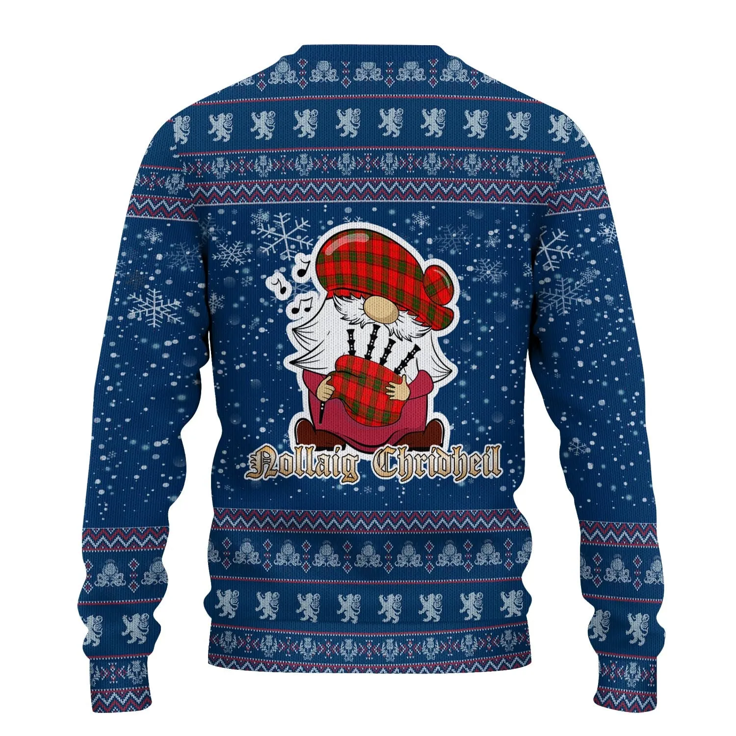 Adair Clan Christmas Family Ugly Sweater with Funny Gnome Playing Bagpipes