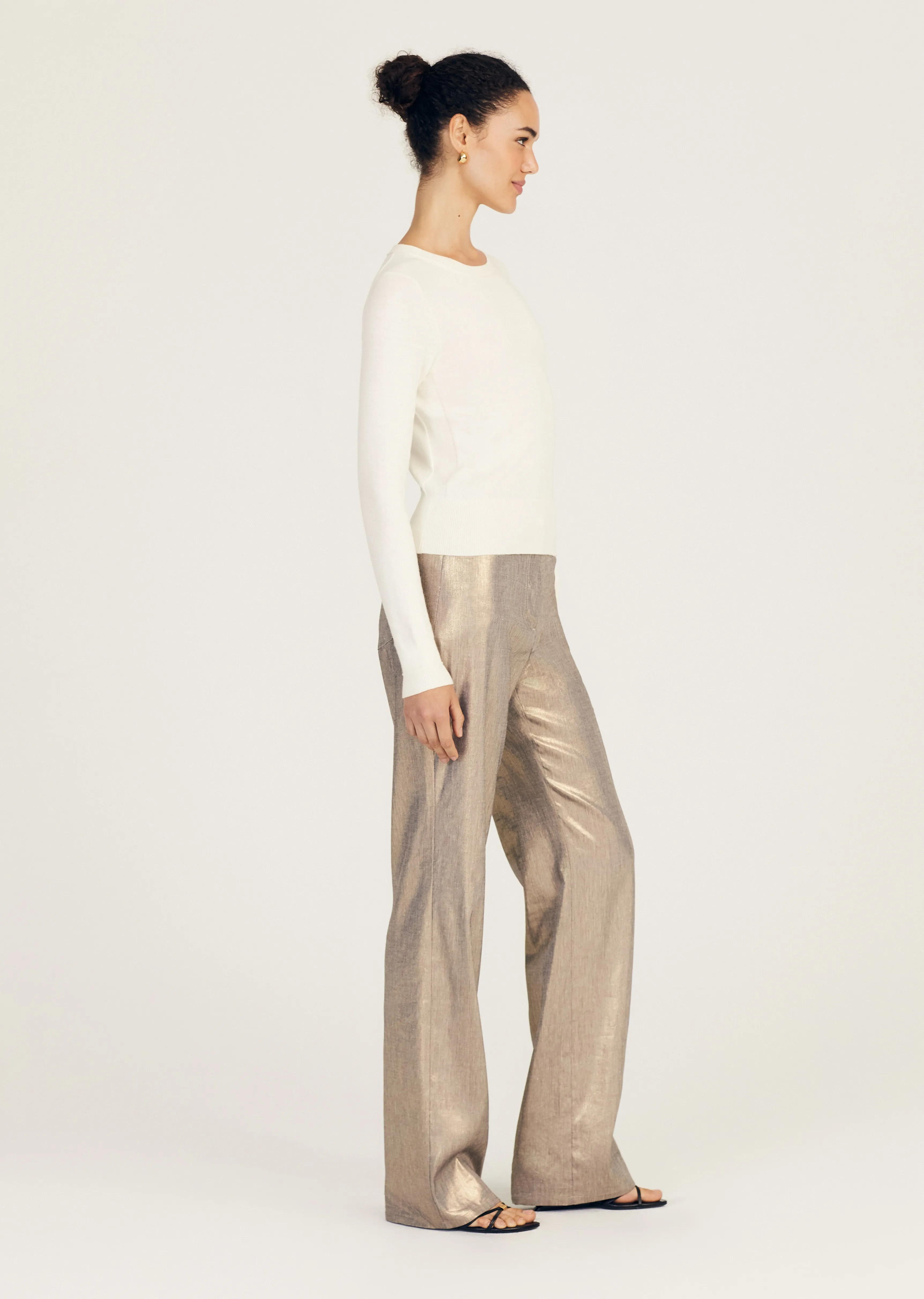 Alizee Long Sleeve Crew Neck Sweater - Blanc de Blanc