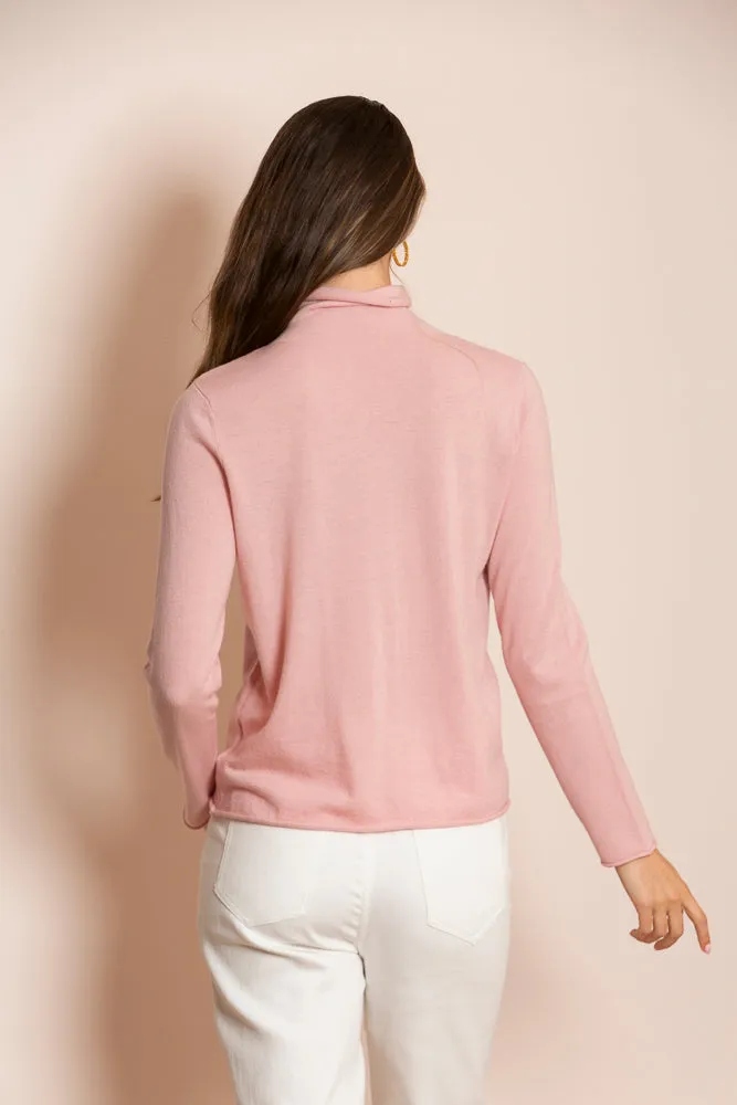 Amaya 100% Merino Wool Turtle Neck Sweater in Pink