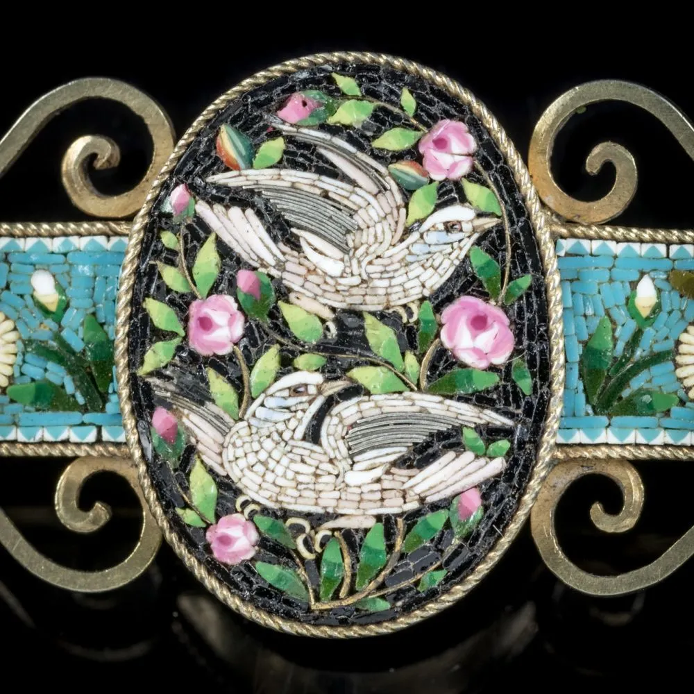 Antique Victorian Micro Mosaic Dove Brooch Circa 1860