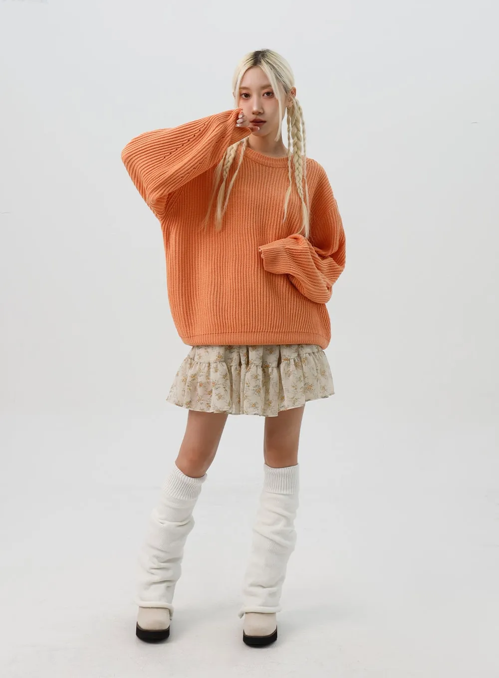 Comfy Loose Fit Knit Sweater IS311