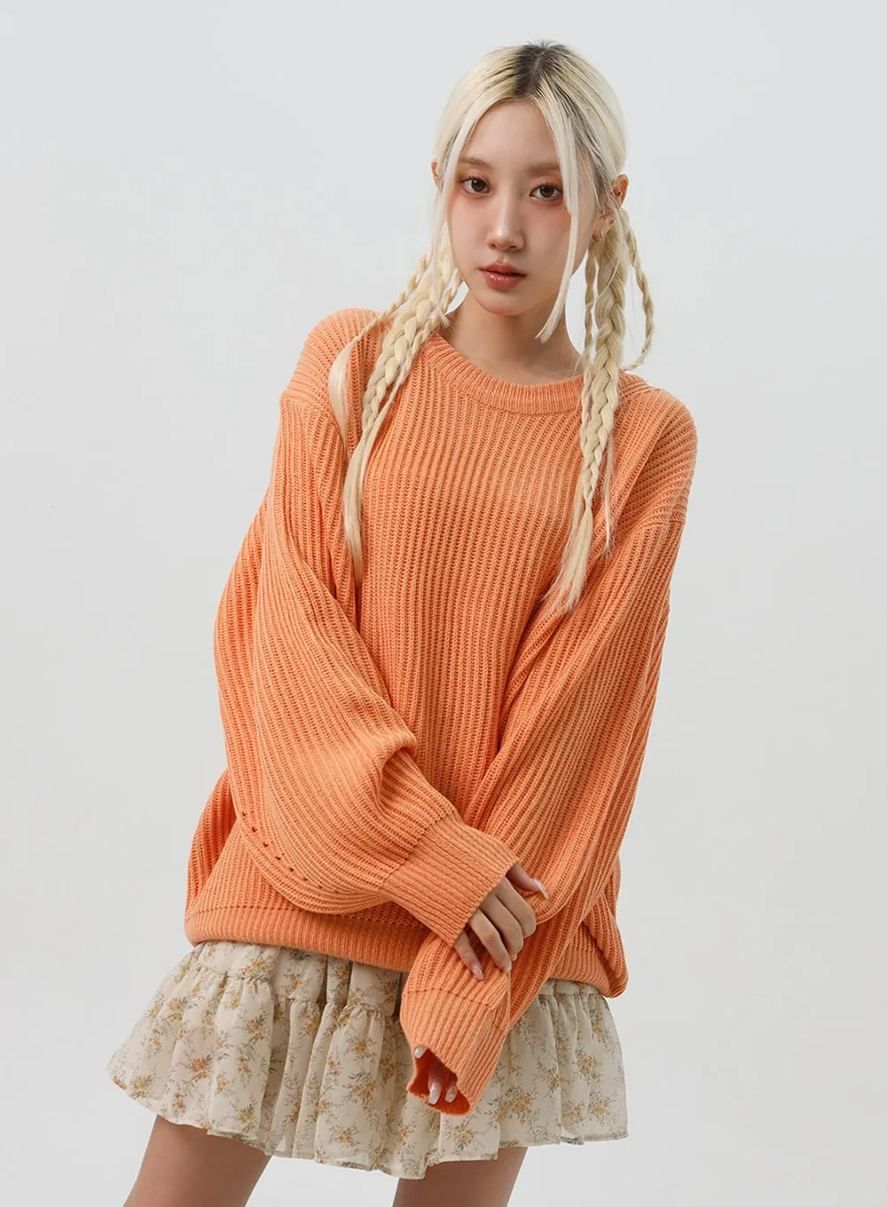 Comfy Loose Fit Knit Sweater IS311