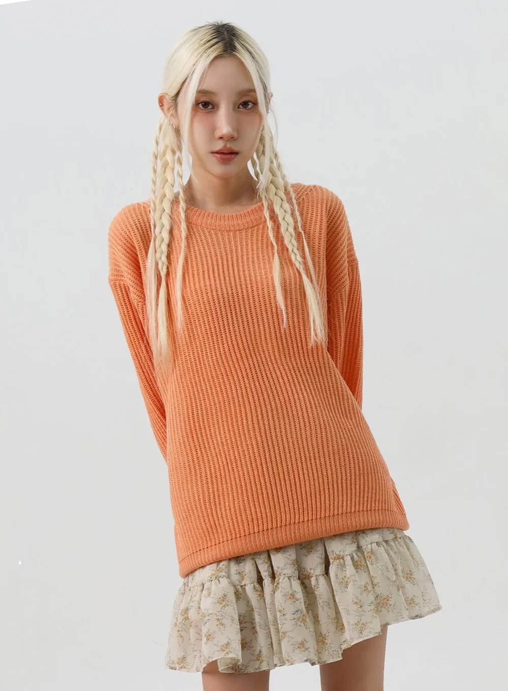 Comfy Loose Fit Knit Sweater IS311