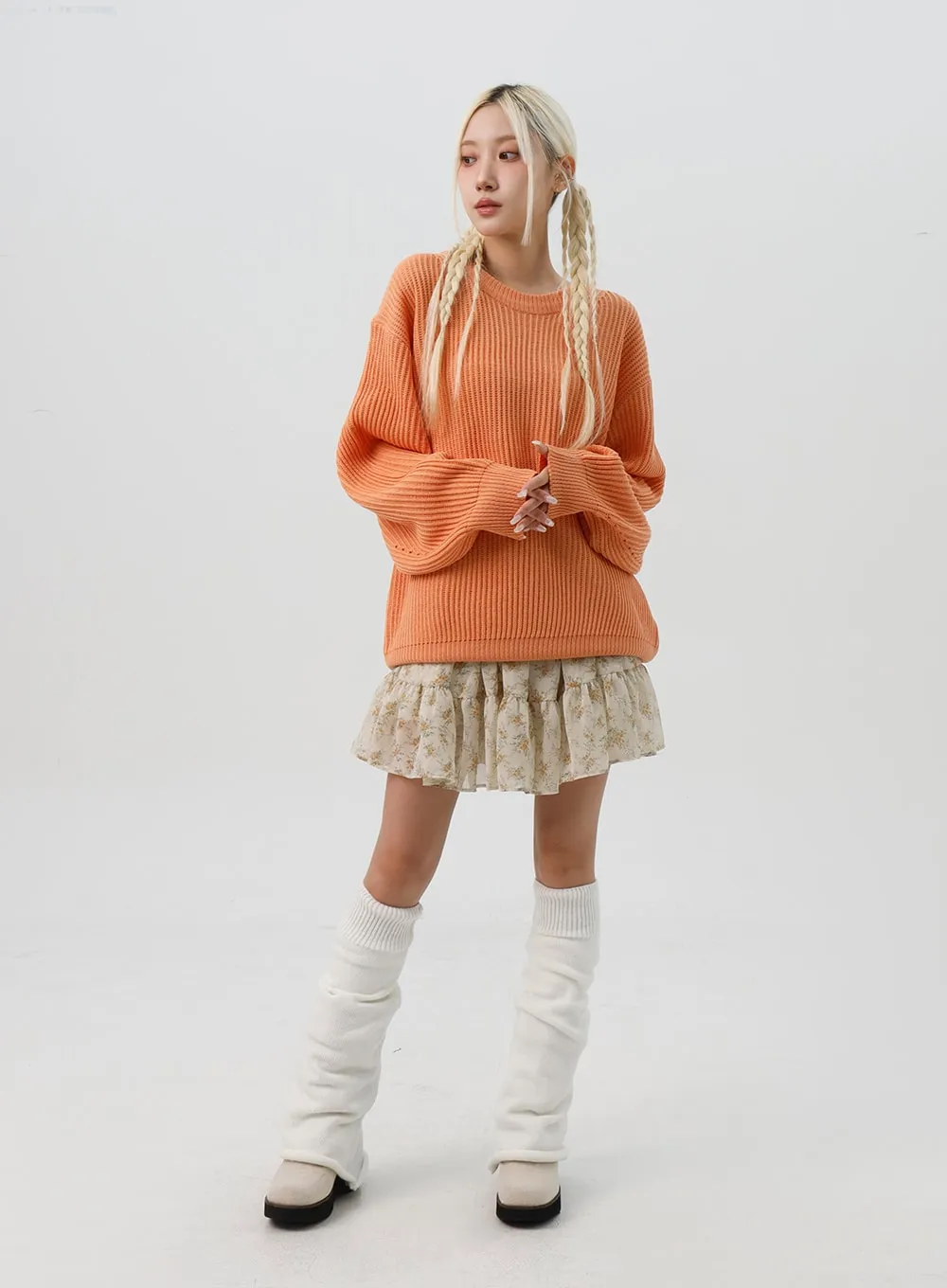 Comfy Loose Fit Knit Sweater IS311