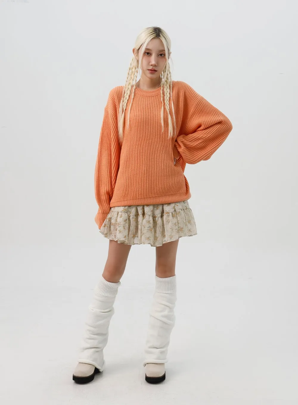 Comfy Loose Fit Knit Sweater IS311