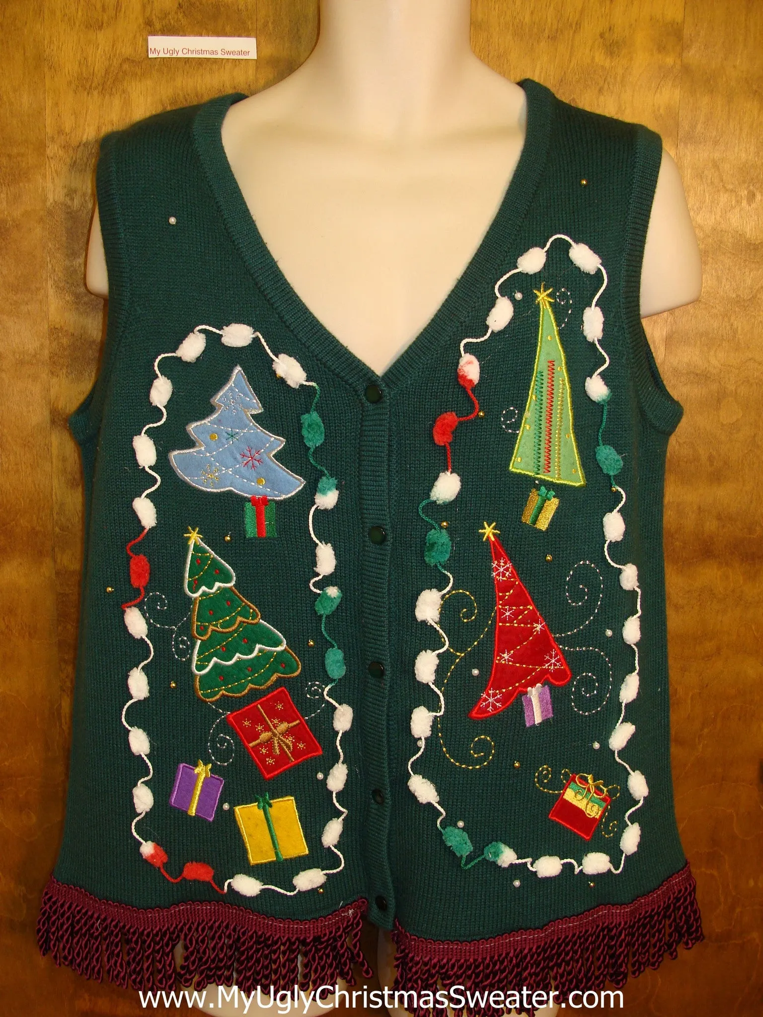 Crazy Pointy Trees Ugly Christmas Sweater Vest