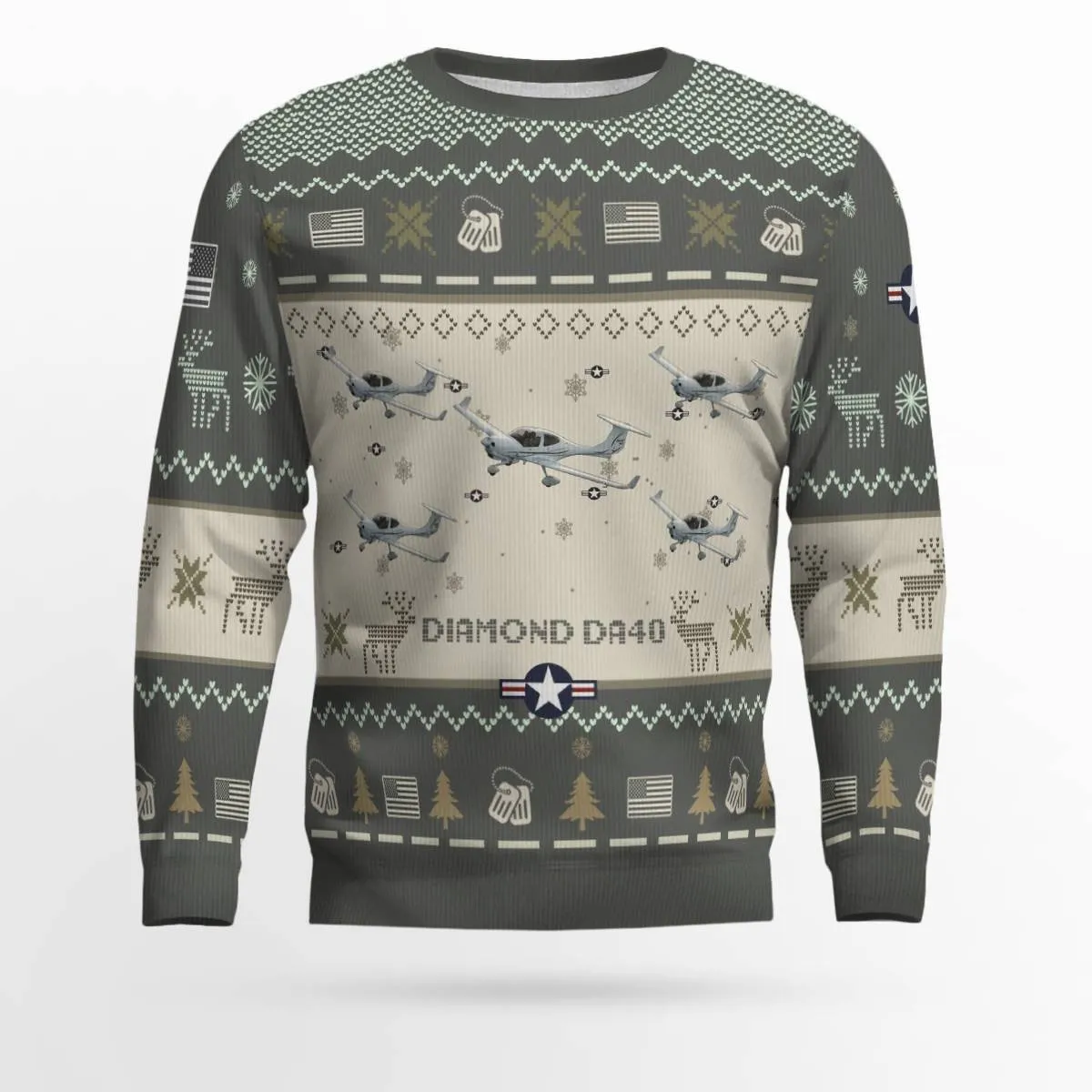 Diamond DA40_Aircraft Ugly Sweater, Ugly Sweater Christmas Shirt for Men Dad Veteran