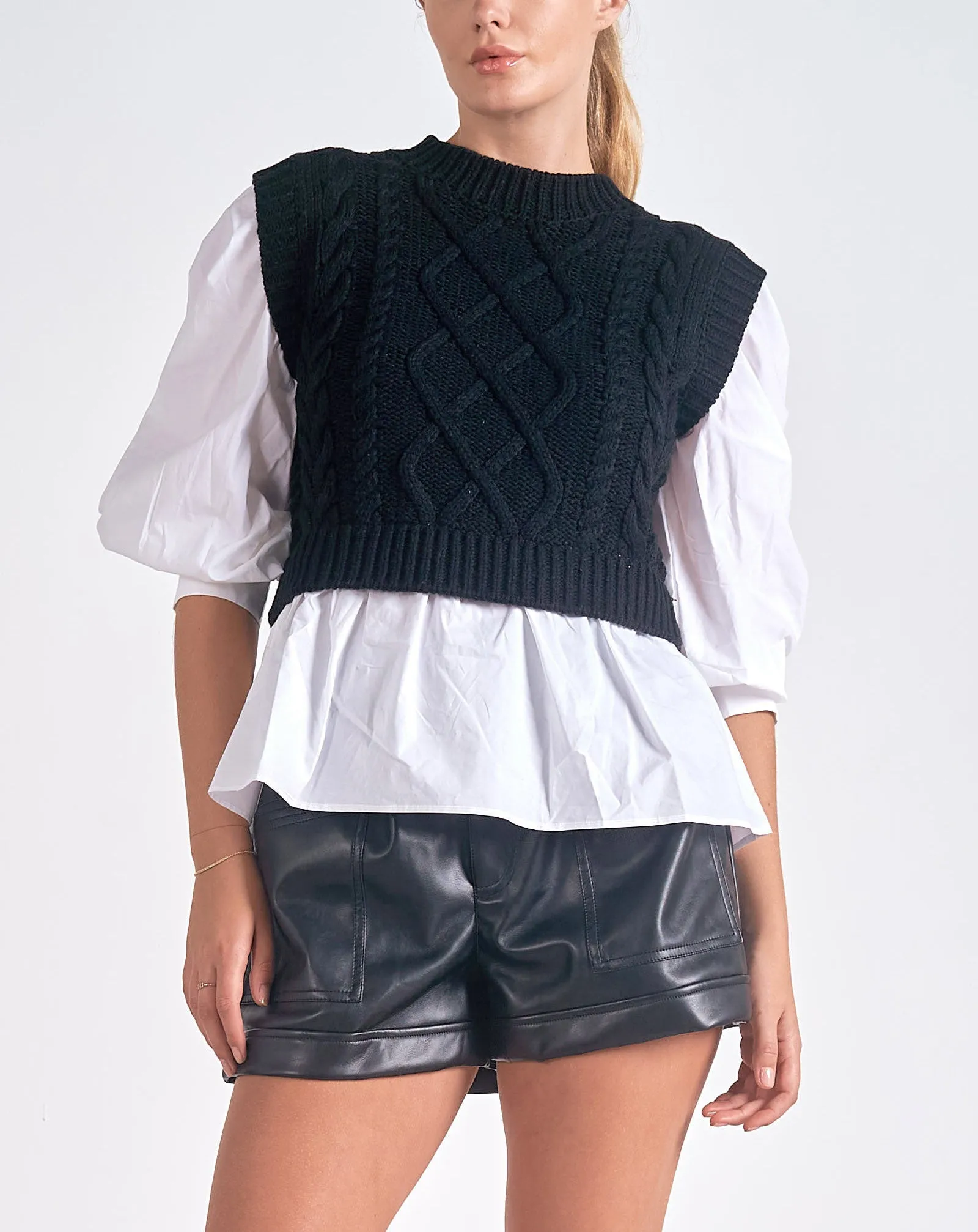 Elan Cable Layered Sweater Top
