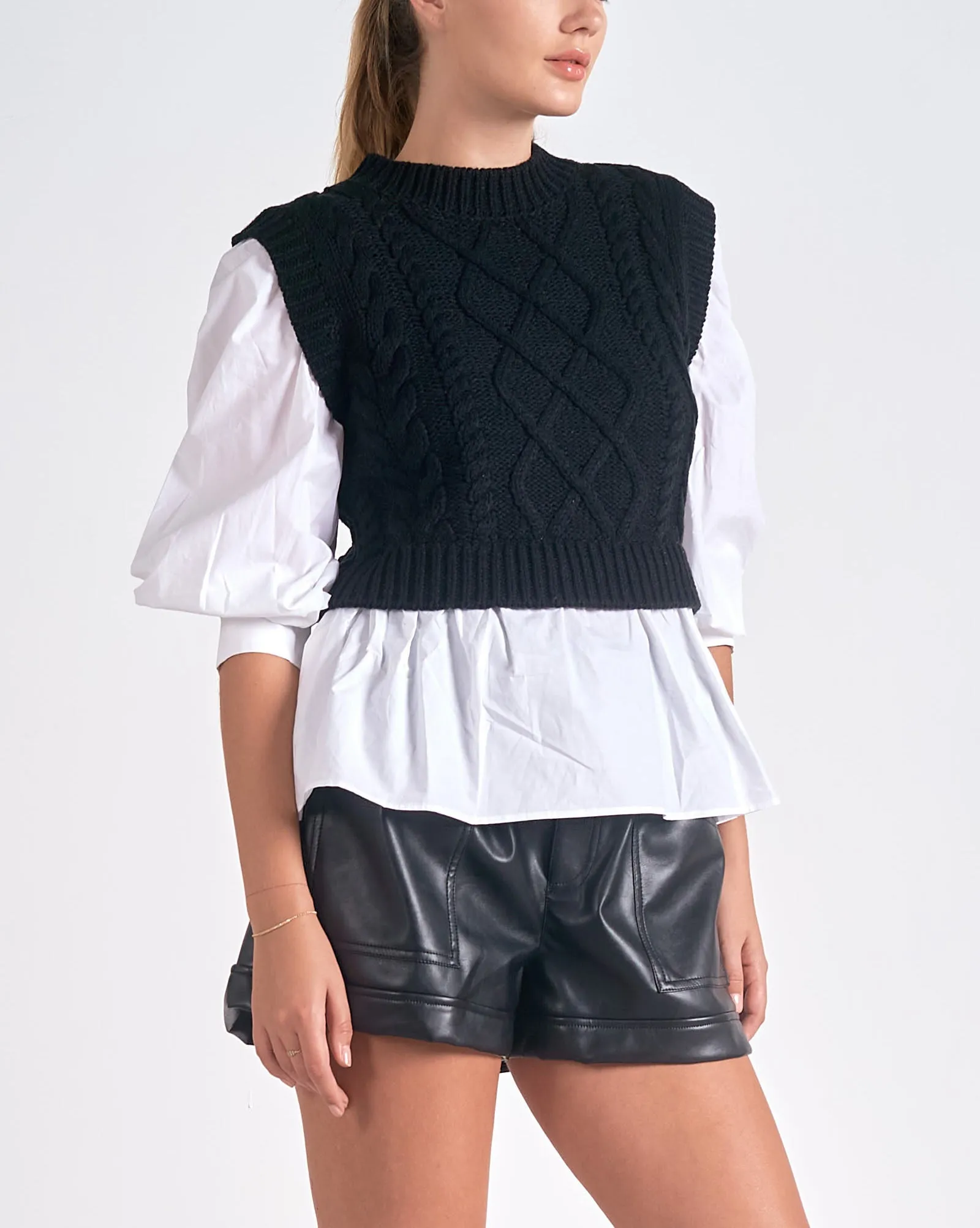 Elan Cable Layered Sweater Top