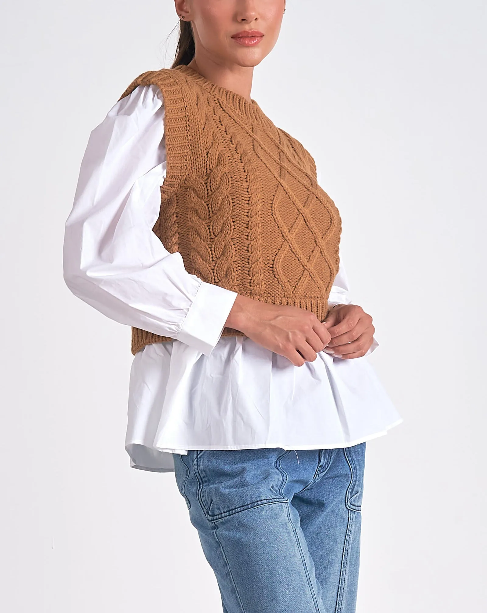 Elan Cable Layered Sweater Top