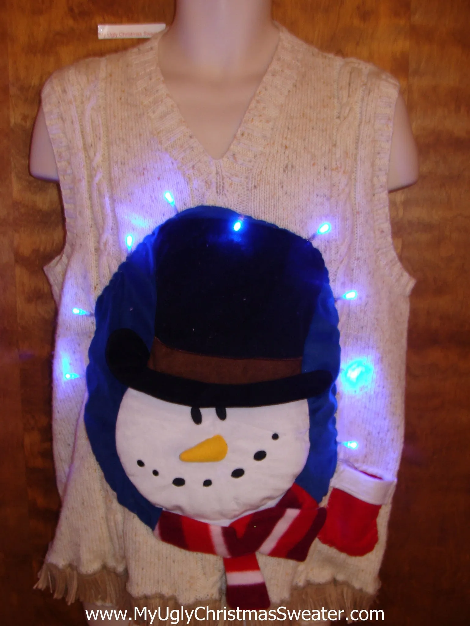 Funny 3D Ugly Christmas Sweater Mens Vest with Lights