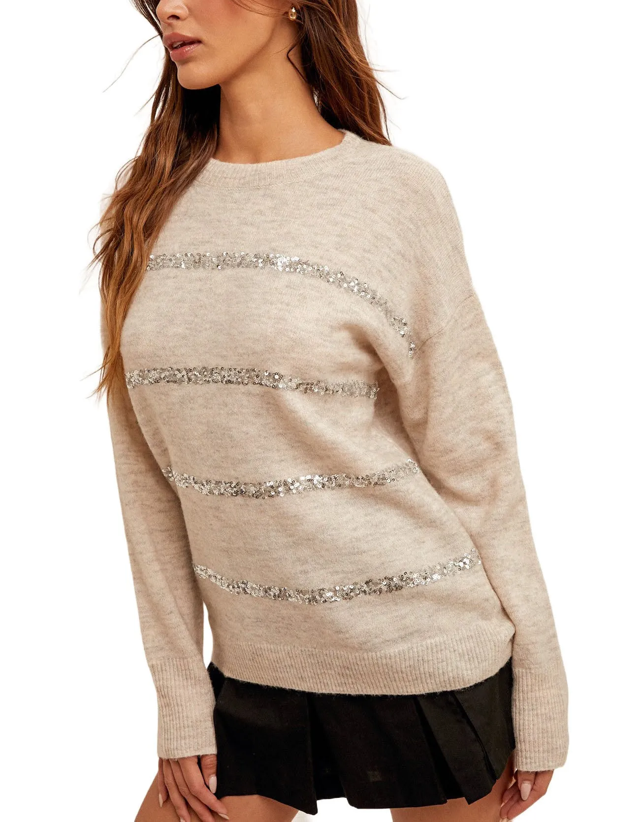 Hannah Sequin Stripe Sweater