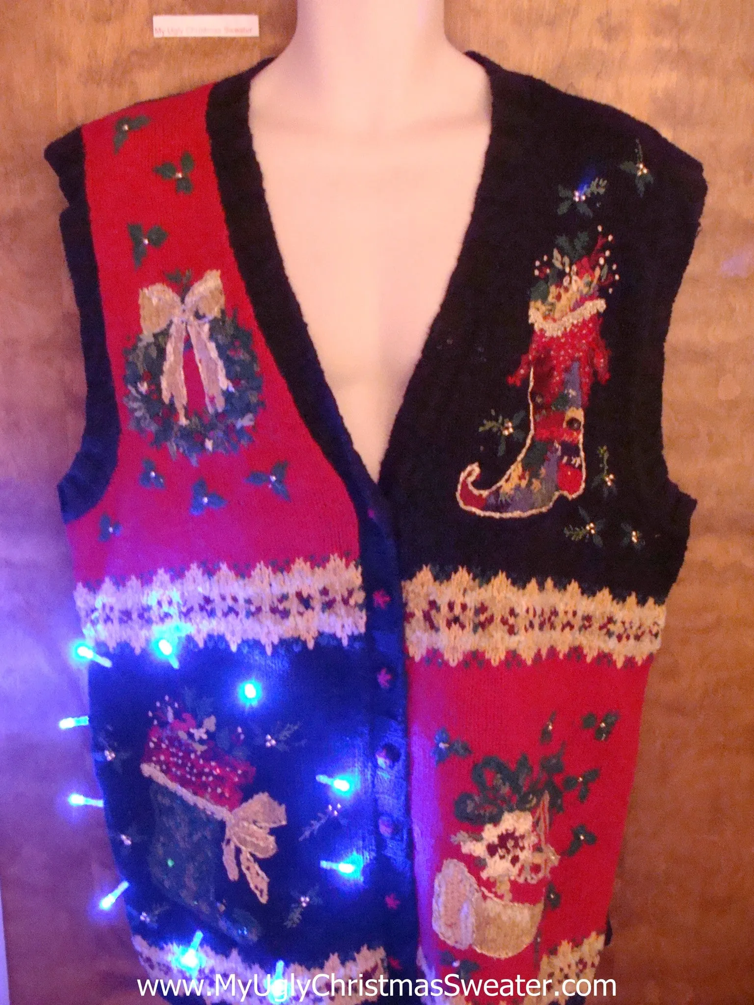 Horrible Pointy Stockings Light Up Ugly Christmas Jumper