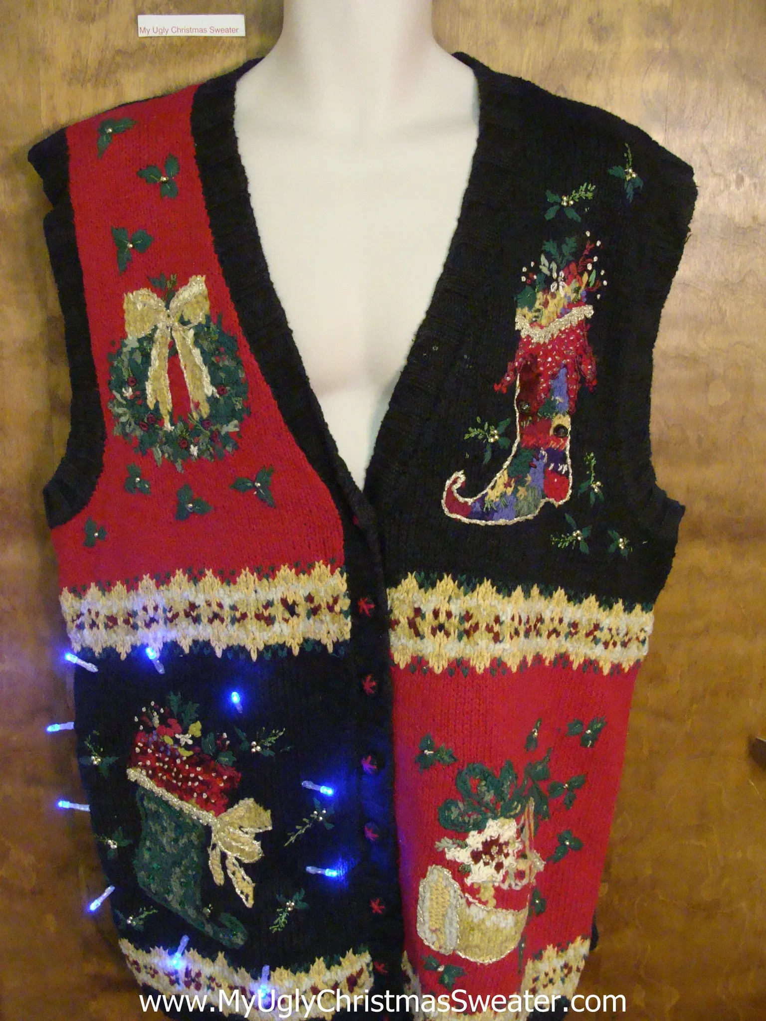 Horrible Pointy Stockings Light Up Ugly Christmas Jumper