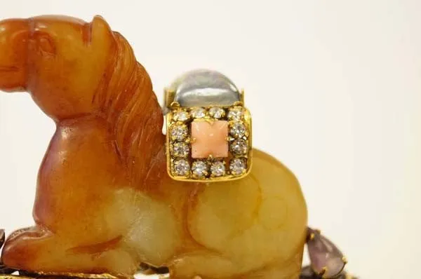 Iradj Moini Agate Jeweled Horse Brooch