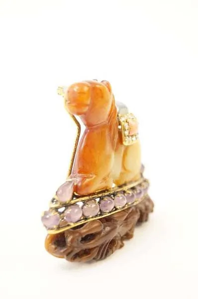 Iradj Moini Agate Jeweled Horse Brooch