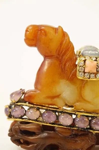 Iradj Moini Agate Jeweled Horse Brooch