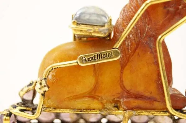 Iradj Moini Agate Jeweled Horse Brooch