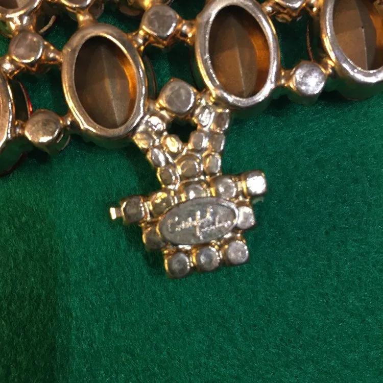 Large Christmas Tree Brooch Red Green Pin by Cristobal London