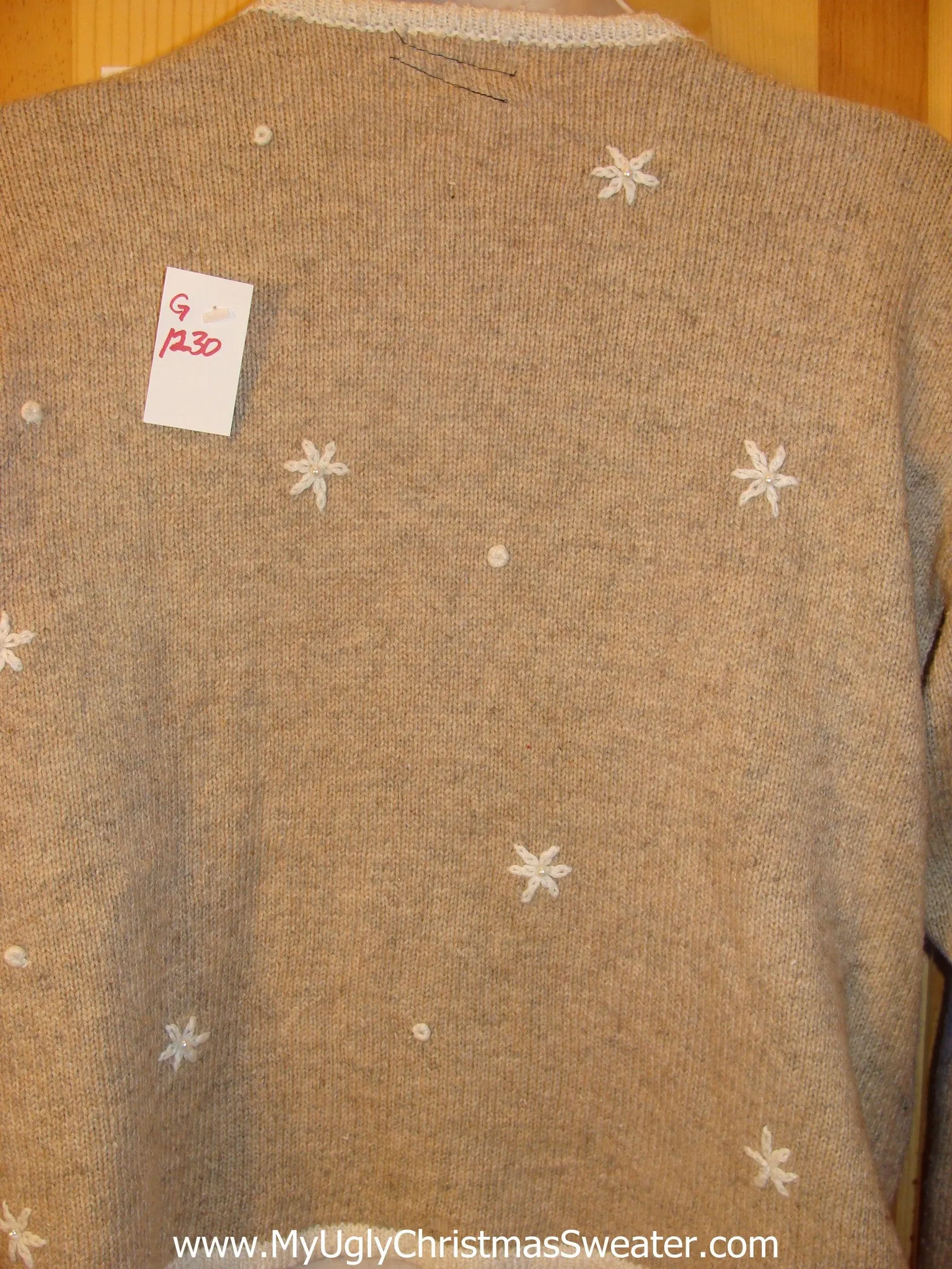 Light Up Brown Ugly Xmas Sweater PomPom Zip