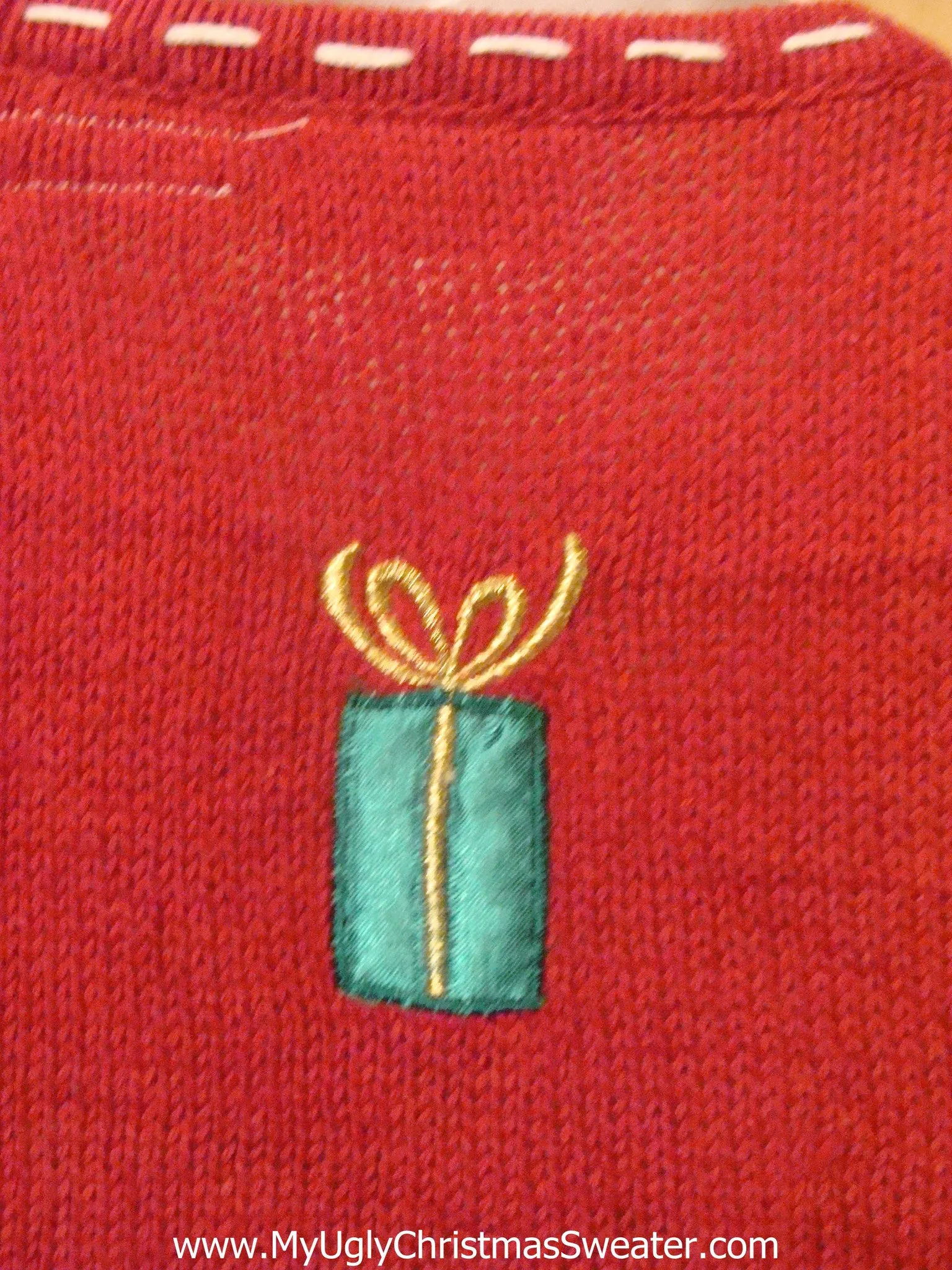 Light Up Ugly Xmas Sweater Vest with Penguins and Gifts