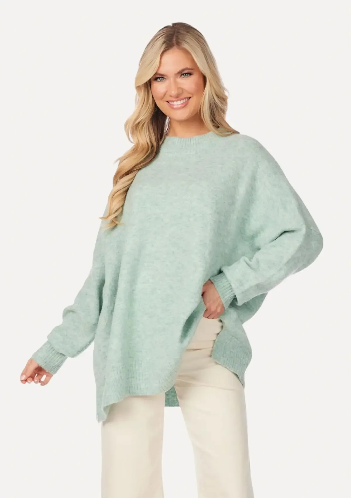 Monica Crew Neck Sweater - Green