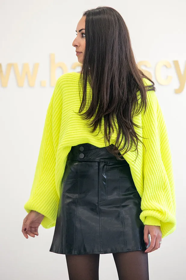 NA-KD - Ribbed Batwing Sweater Yellow