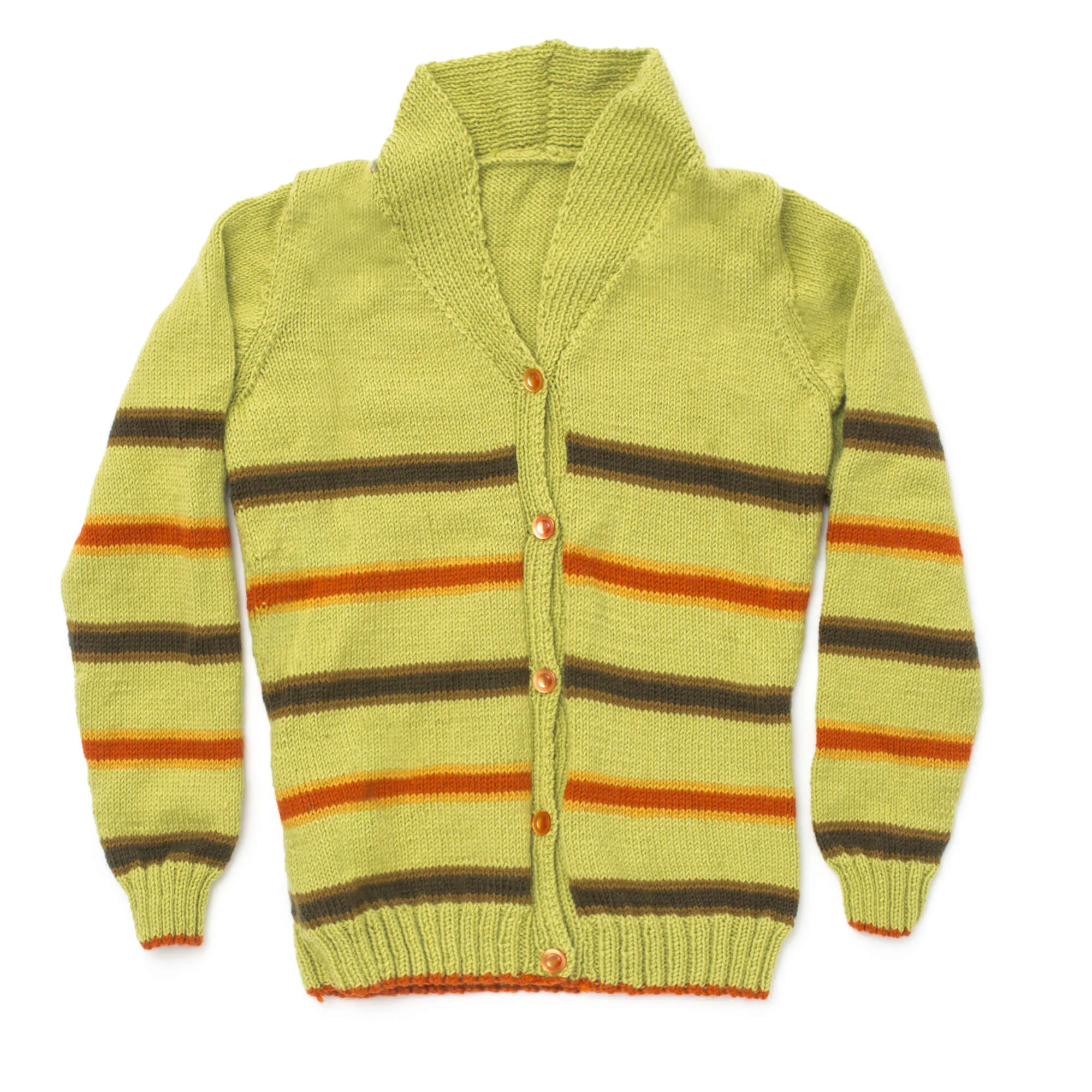 Patons Shawl Collar Striped Knit Cardigan