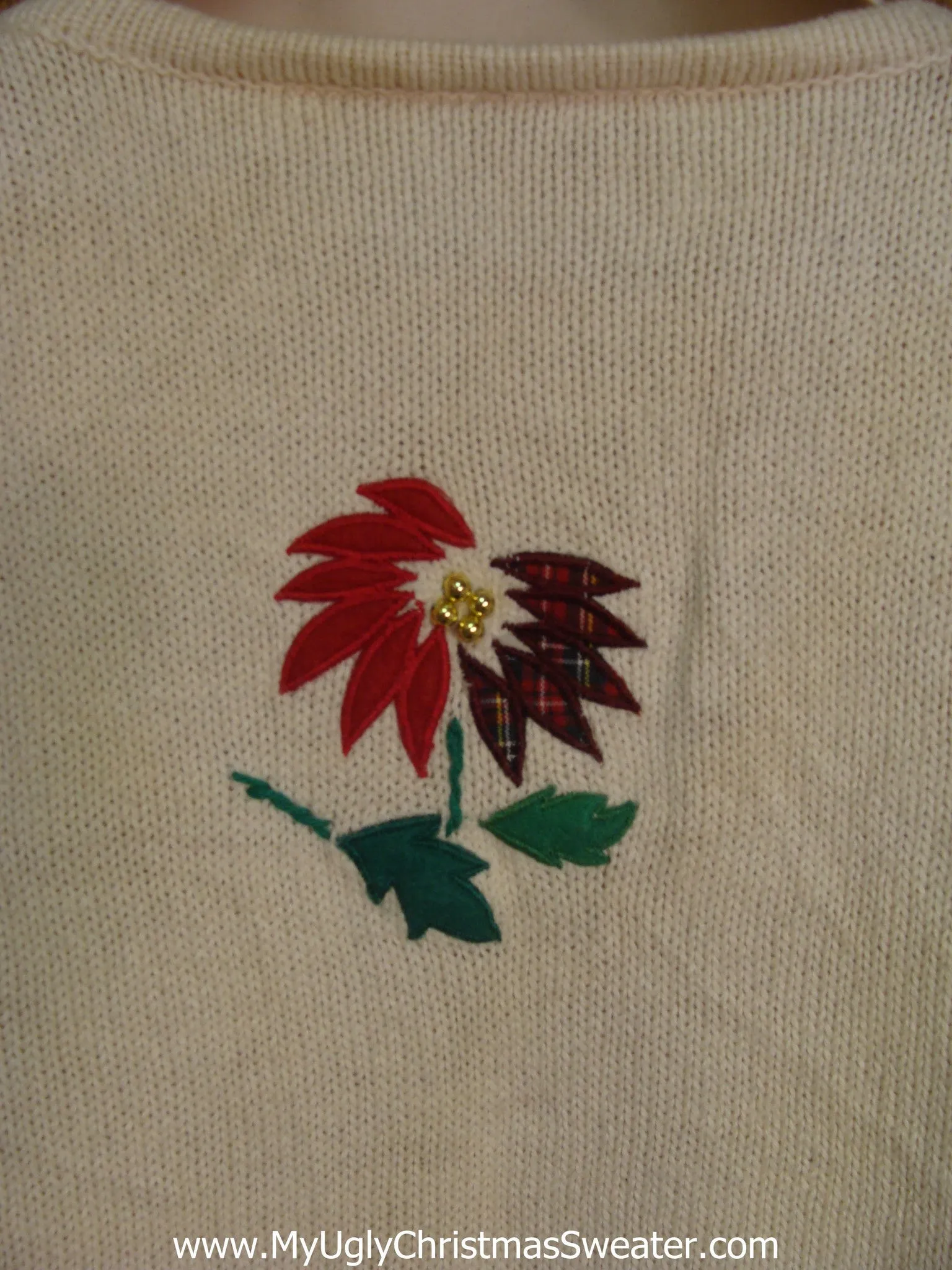 Poinsettias and Green Boughs Cute Christmas Sweater Vest