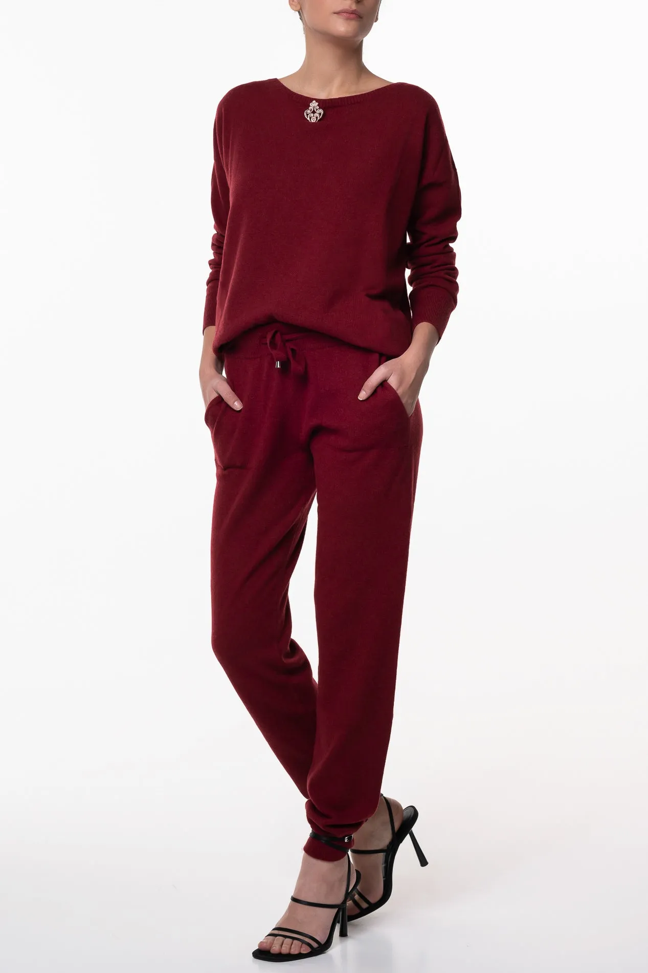 Rania Boat Neck Cashmere Sweater In Cuir De Russie