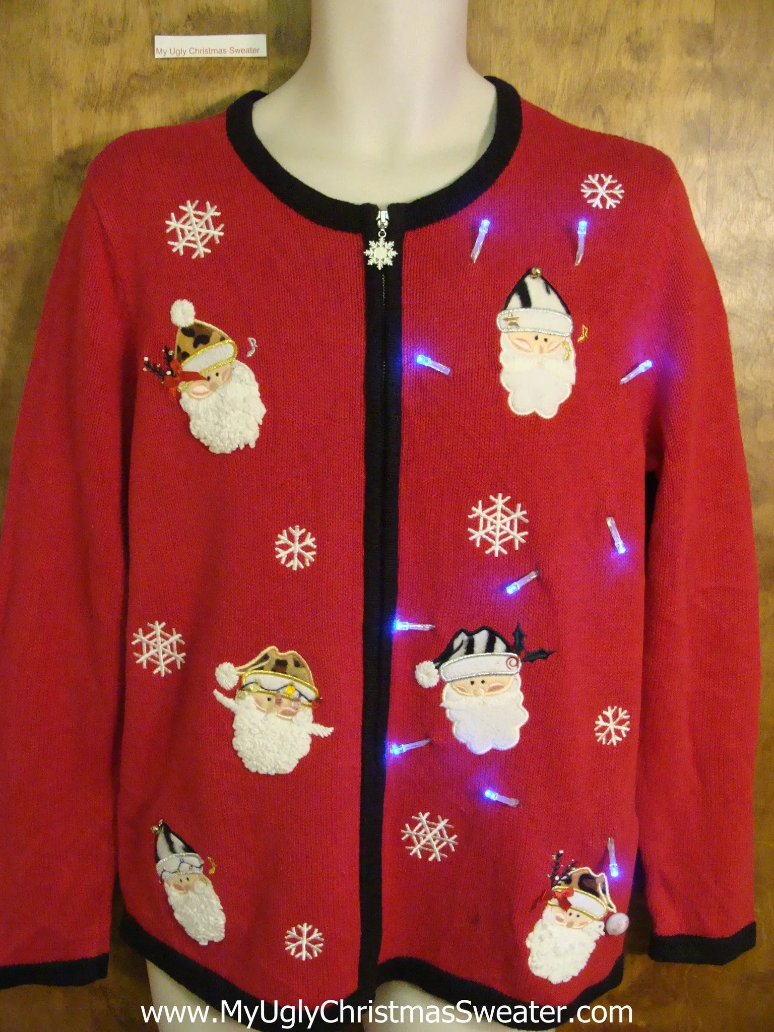 Santa Six Pack Light Up Ugly Xmas Sweater