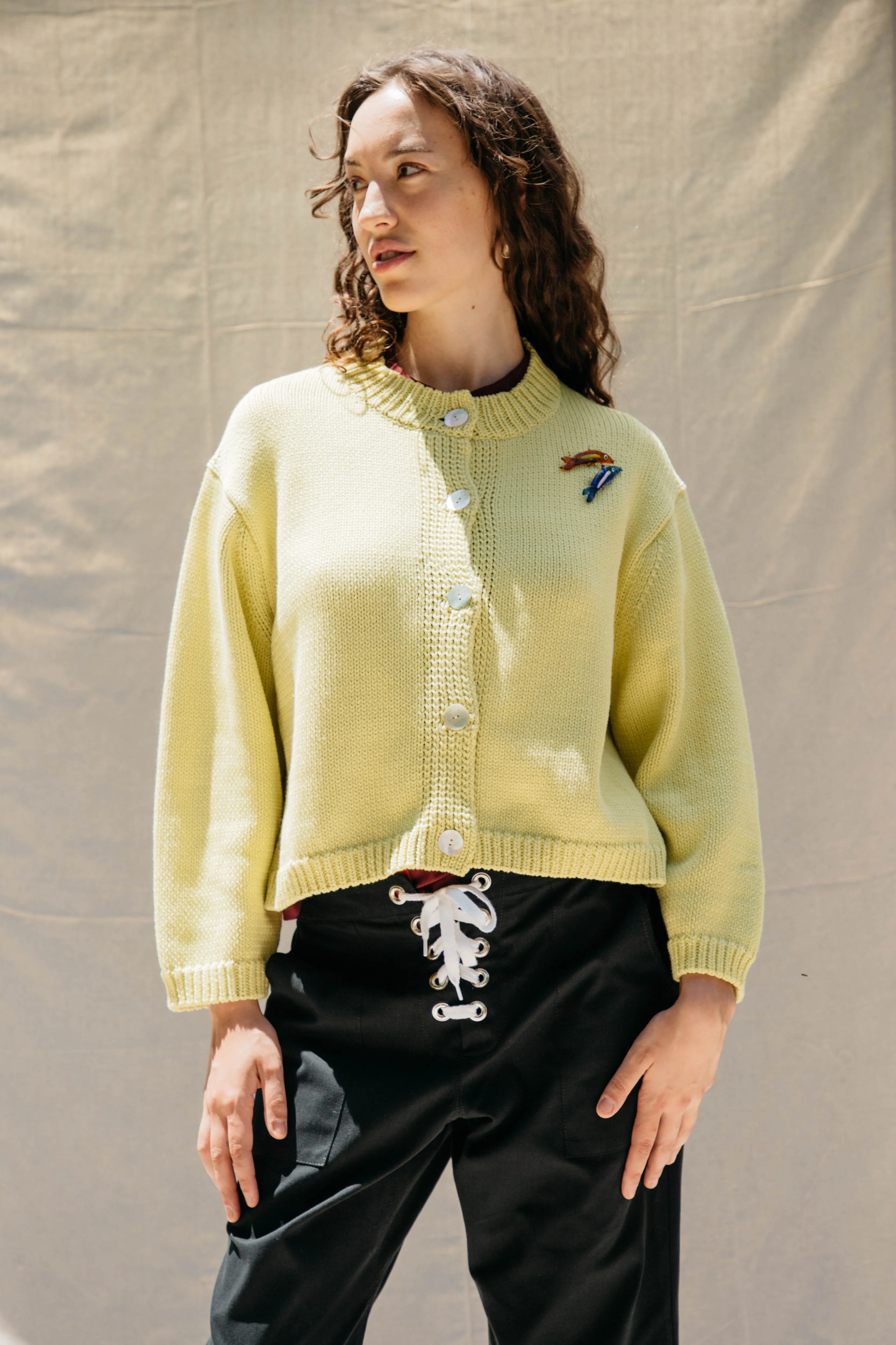 Shipley Cotton Cardigan - Lemon