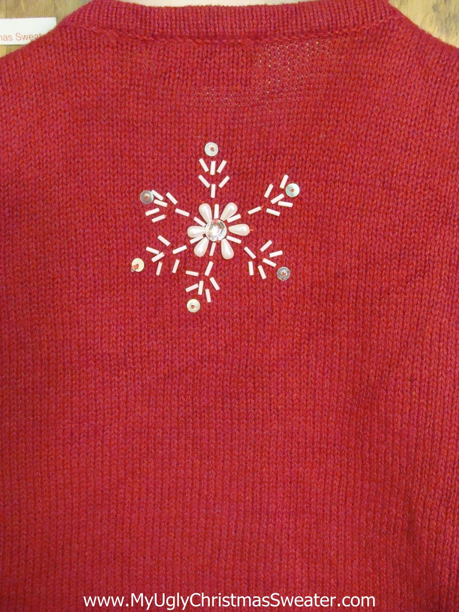Simple Red Tacky Christmas Sweater Vest with Snowflakes