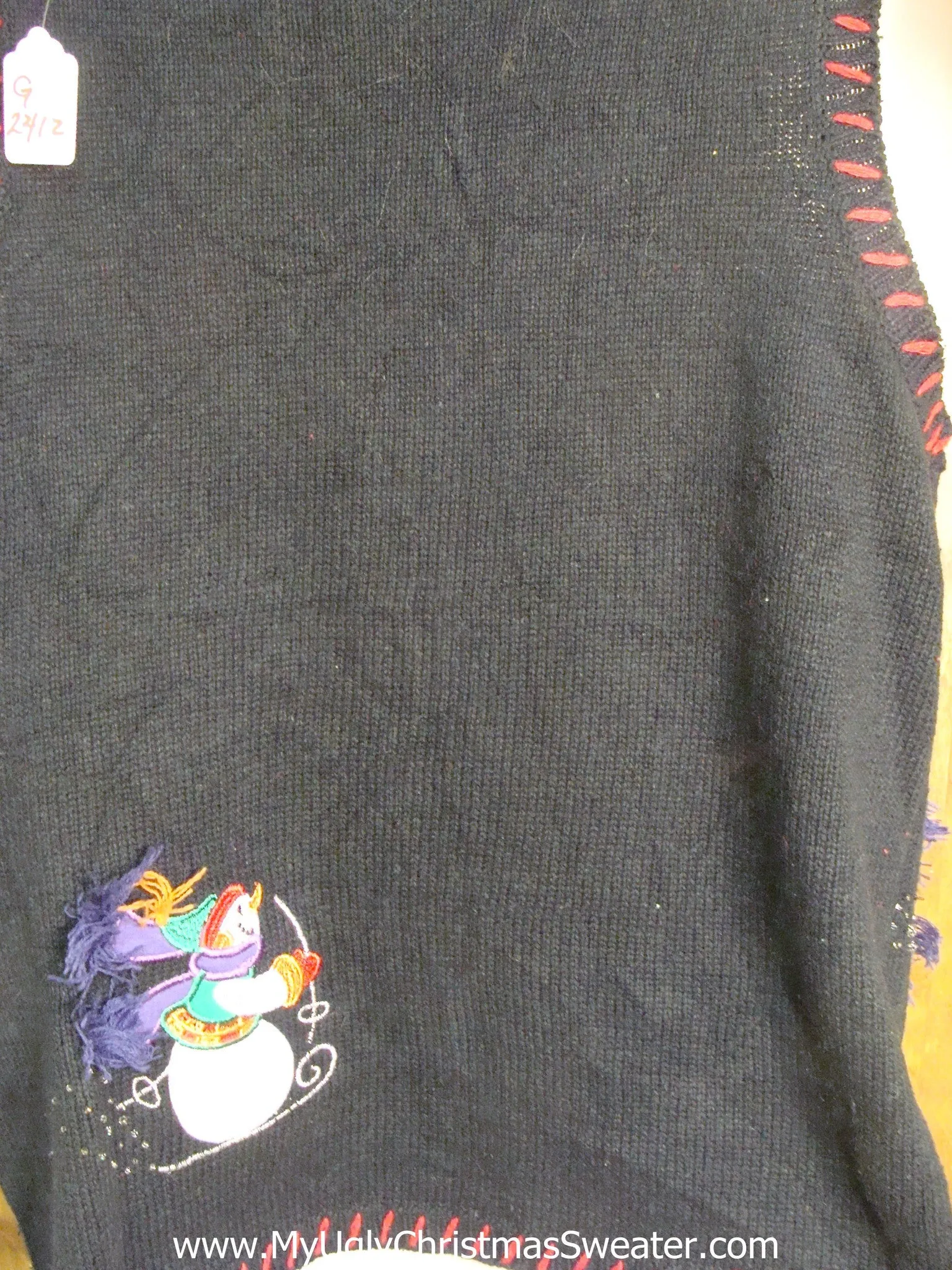 Skiing Snowmen Crazy Christmas Sweater Vest with Lights