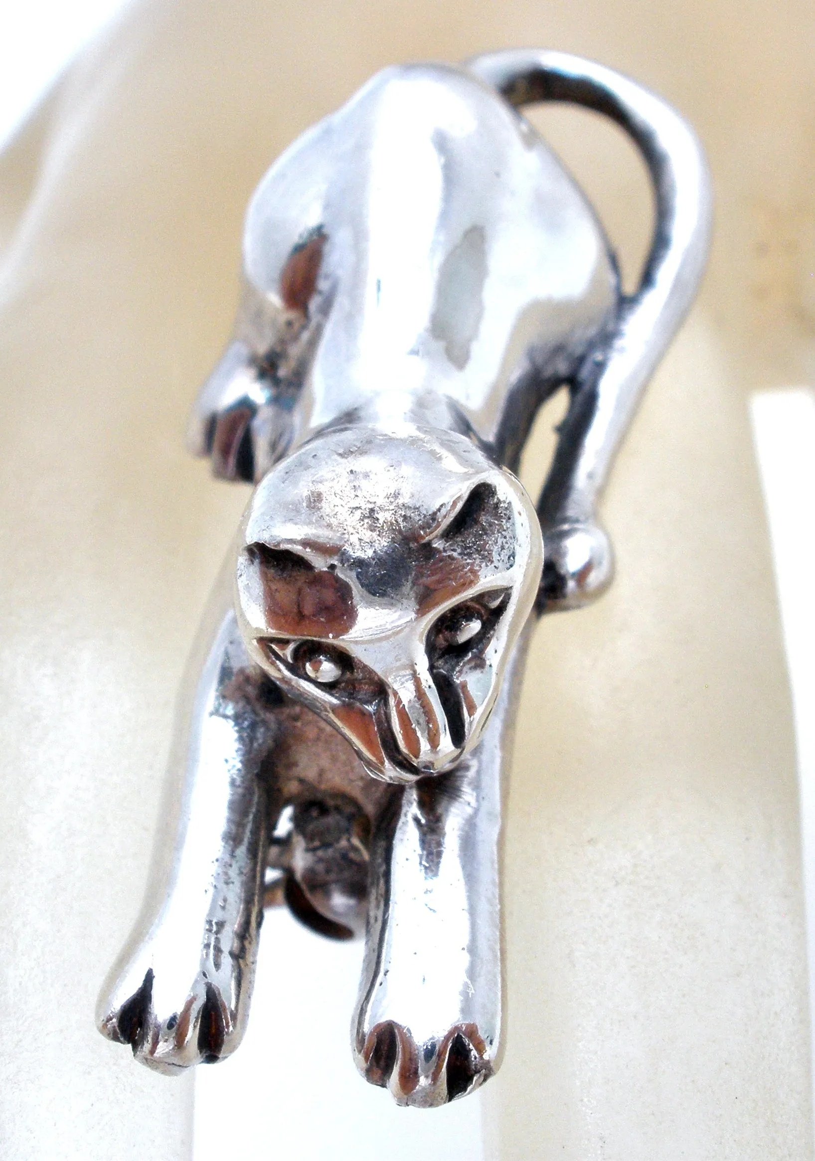 Sterling Silver Kitty Cat Brooch Pin Vintage