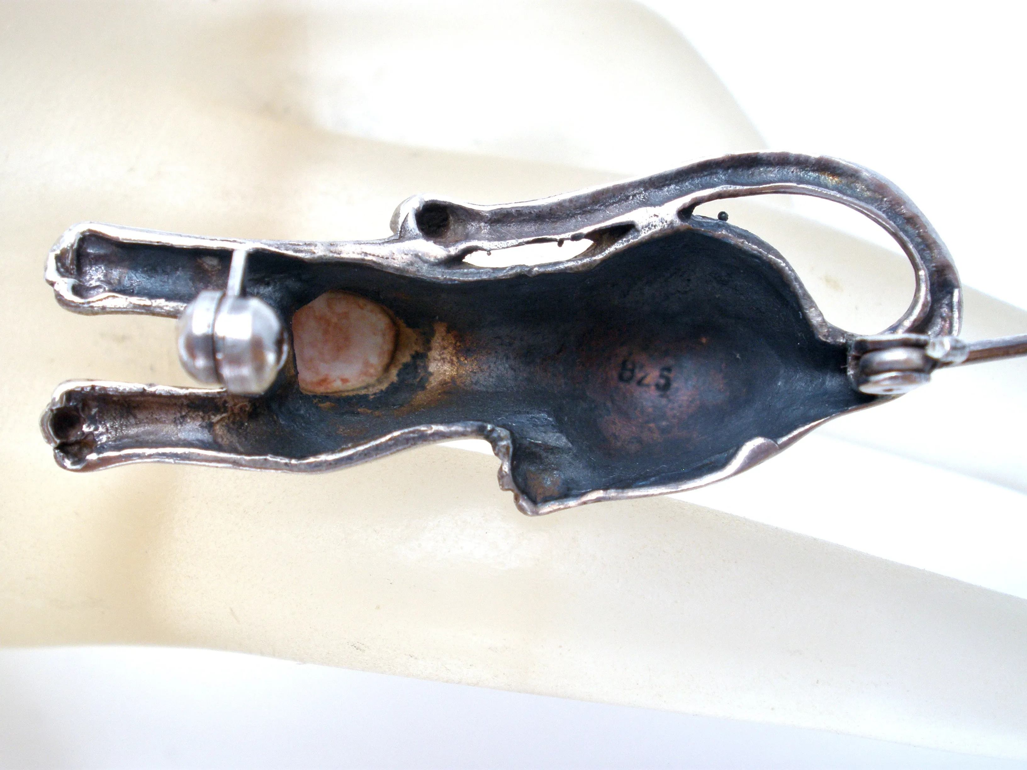 Sterling Silver Kitty Cat Brooch Pin Vintage