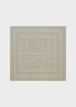 Striped monogram silk scarf creme