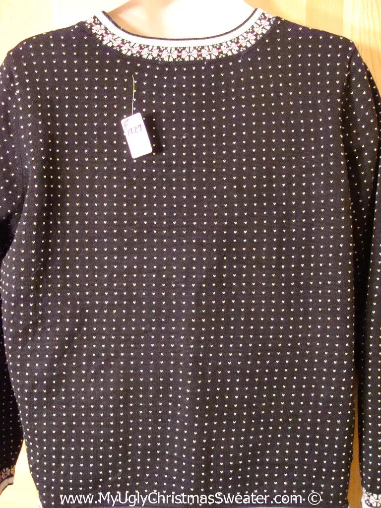 Tacky 80s Sweater Snow Scene and Padded Shoulders (f1227)
