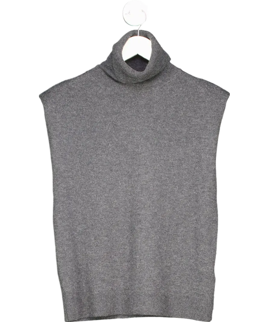 The Frankie Shop Grey 100% Merino Nadia Thin Padded Sleeveless Turtleneck - Charcoal UK S