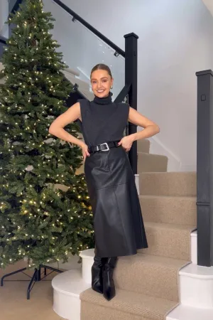 The Frankie Shop Grey 100% Merino Nadia Thin Padded Sleeveless Turtleneck - Charcoal UK S