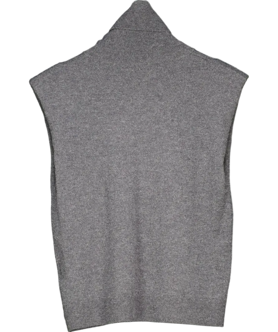The Frankie Shop Grey 100% Merino Nadia Thin Padded Sleeveless Turtleneck - Charcoal UK S