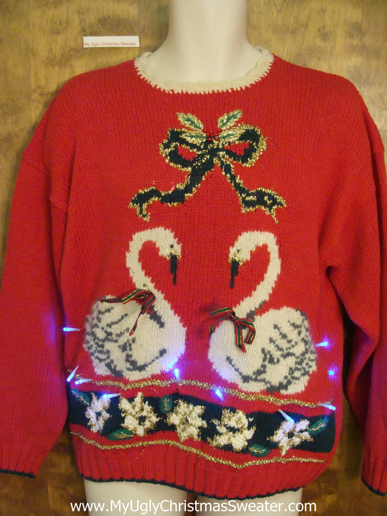 Twin Goose Ugly Christmas Sweater with Lights