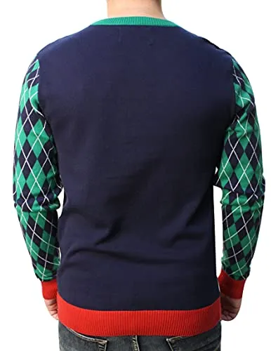 Ugly Christmas Sweater Company Men's Assorted Crew Neck Xmas Sweaters, Moonlight Winter Golf Santa, XX-Large
