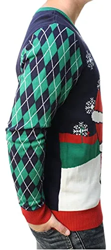 Ugly Christmas Sweater Company Men's Assorted Crew Neck Xmas Sweaters, Moonlight Winter Golf Santa, XX-Large