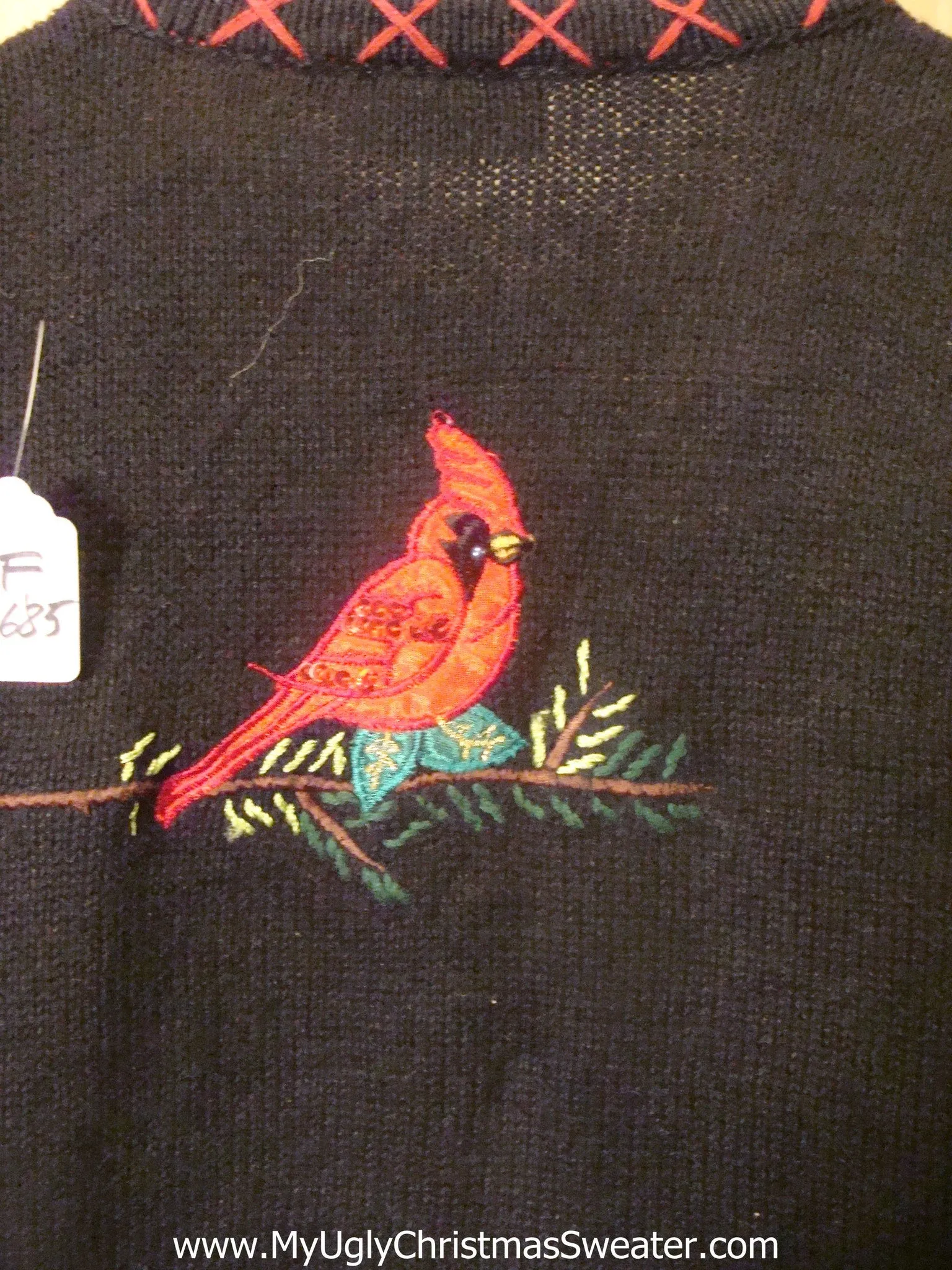 Ugly Christmas Sweater Vest Cardinals and Crafty Trim