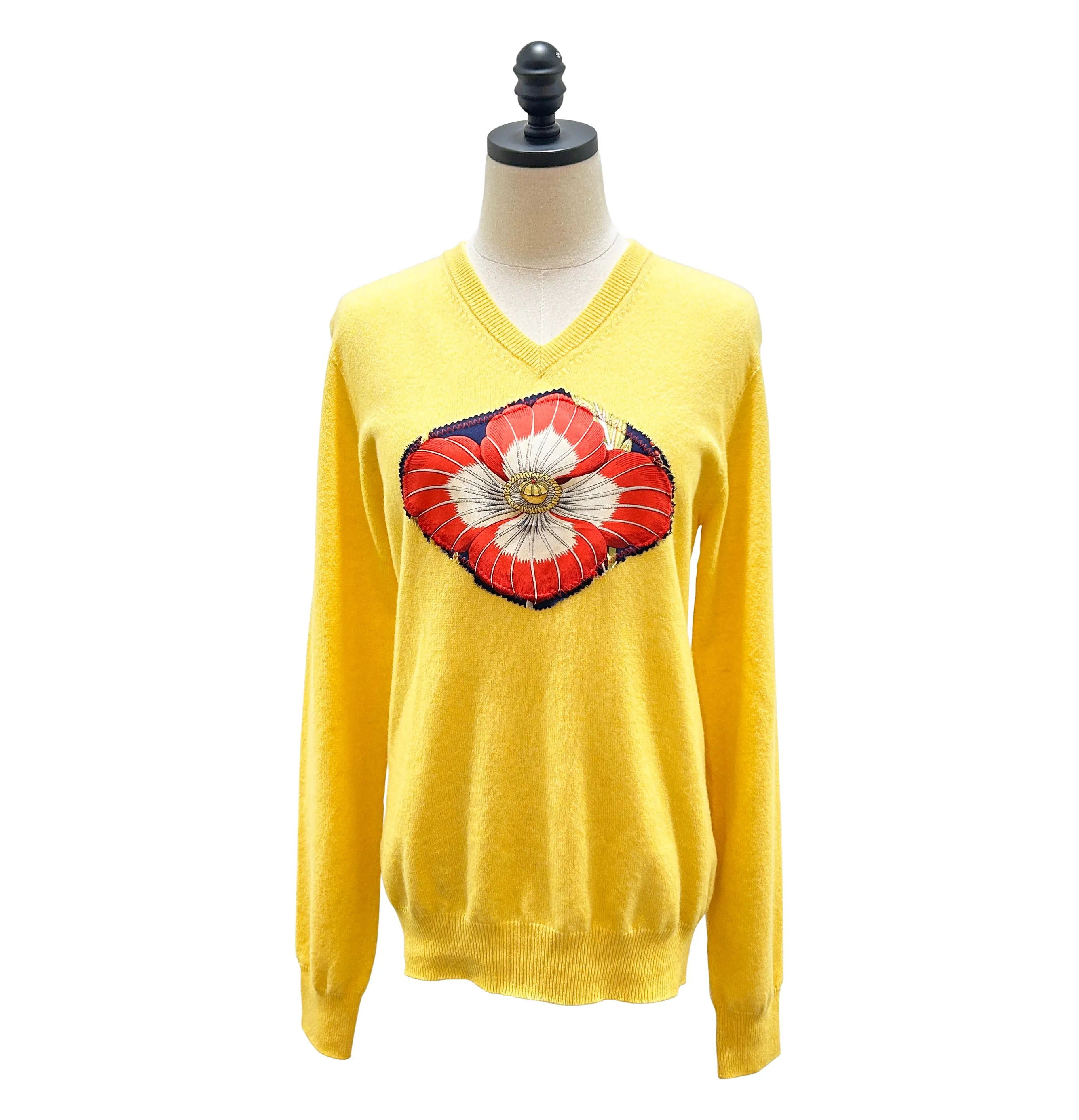 Yellow Cashmere V-Neck Sweater